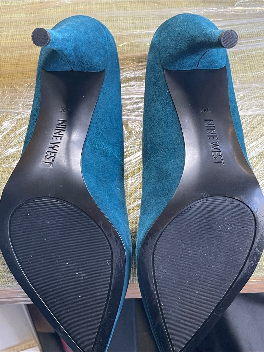 Nine West Teal Blue Suede Pointed-Toe Pumps - Picture 8 of 9